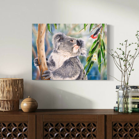 Koala & Honeyeater Canvas | Australian Bird Art | 