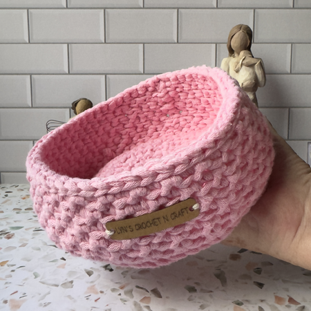Crochet Handmade Baby Storage Basket - Pink