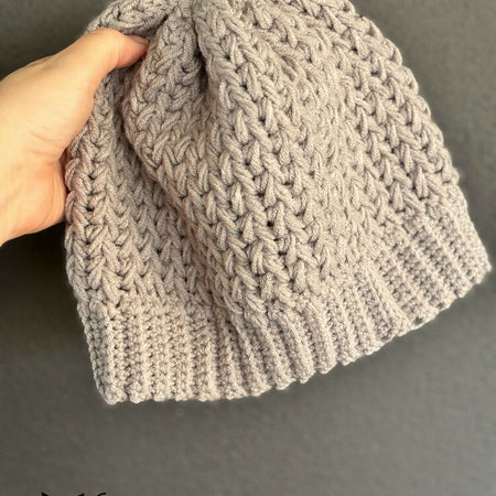 Elysium Feather Stitch Beanie Crochet Pattern