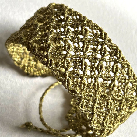 Golden Lace Micro Macrame Bracelet +Free Microfiber Pouch