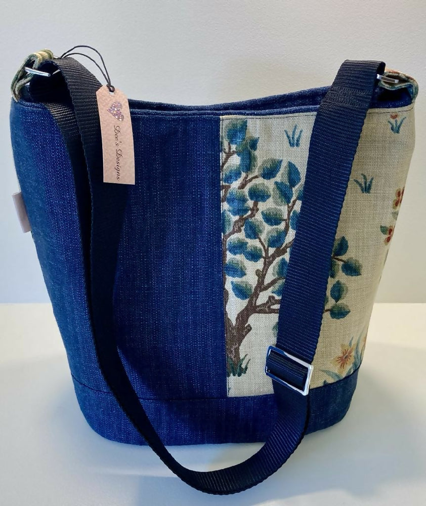 William Morris Orchard Blue Bucket Bag - Back