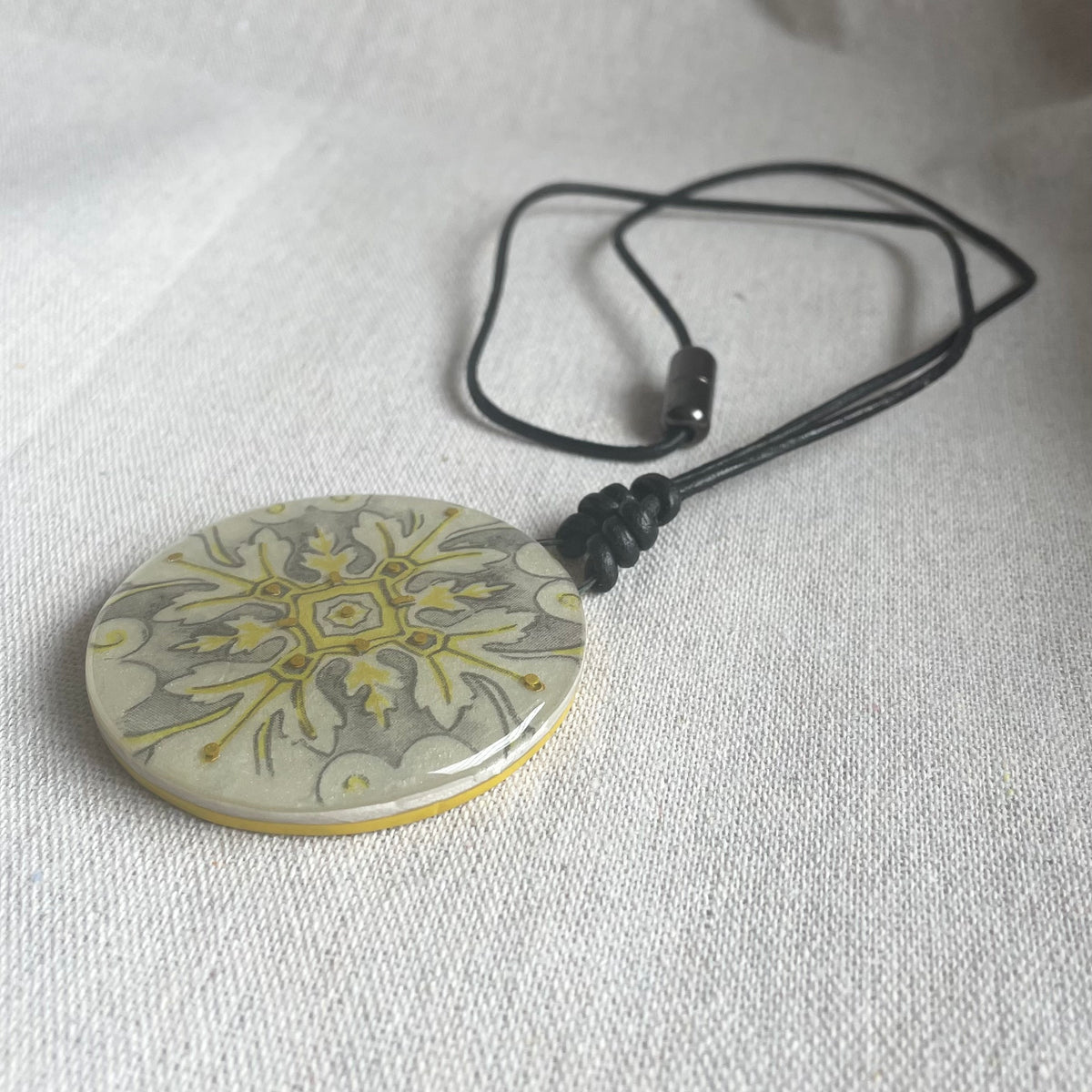 Polymer Clay Mandala Pendant - Golden Sands