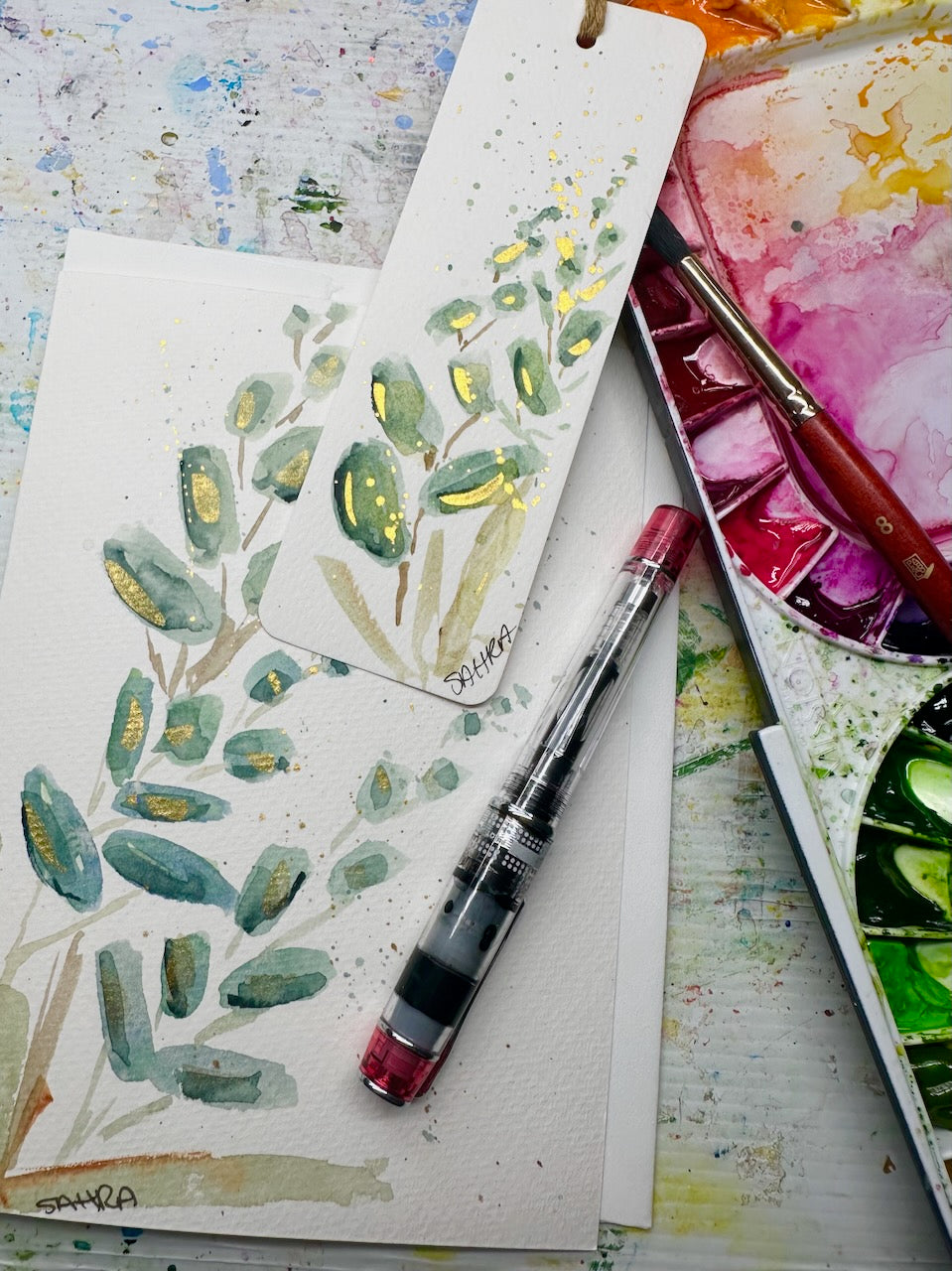 Hand Painted Greeting Card & Bookmark