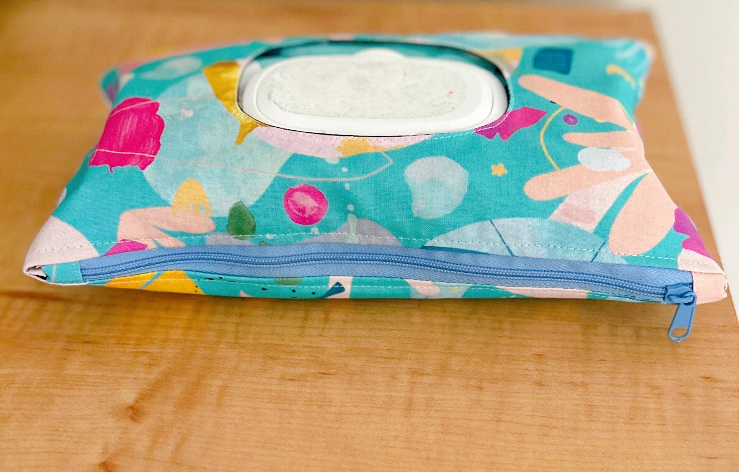 Modern Abstract Handmade Nappy Wipe Pouch – Reusable Baby Wipes Clutch