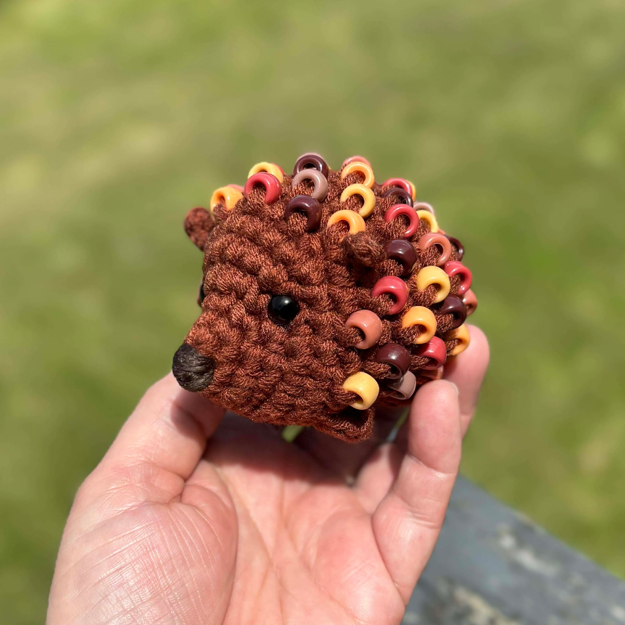 Hedgehog Crochet Beaded Fidget Toy - Earthy Browns