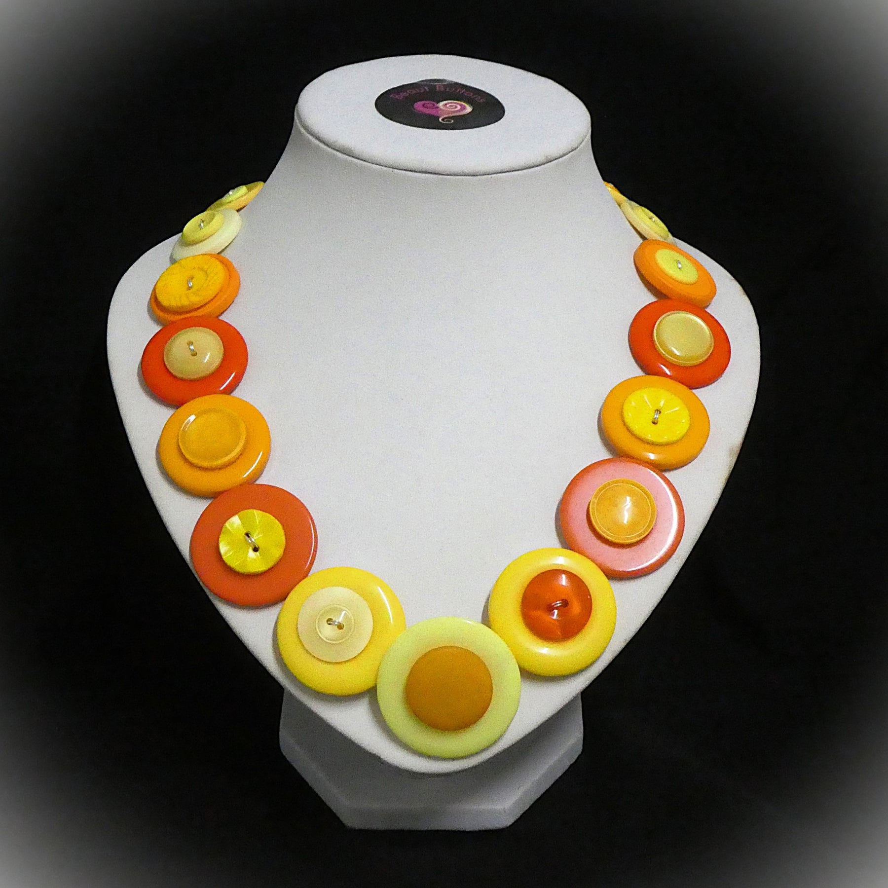 Button necklace - Oranges and Lemons