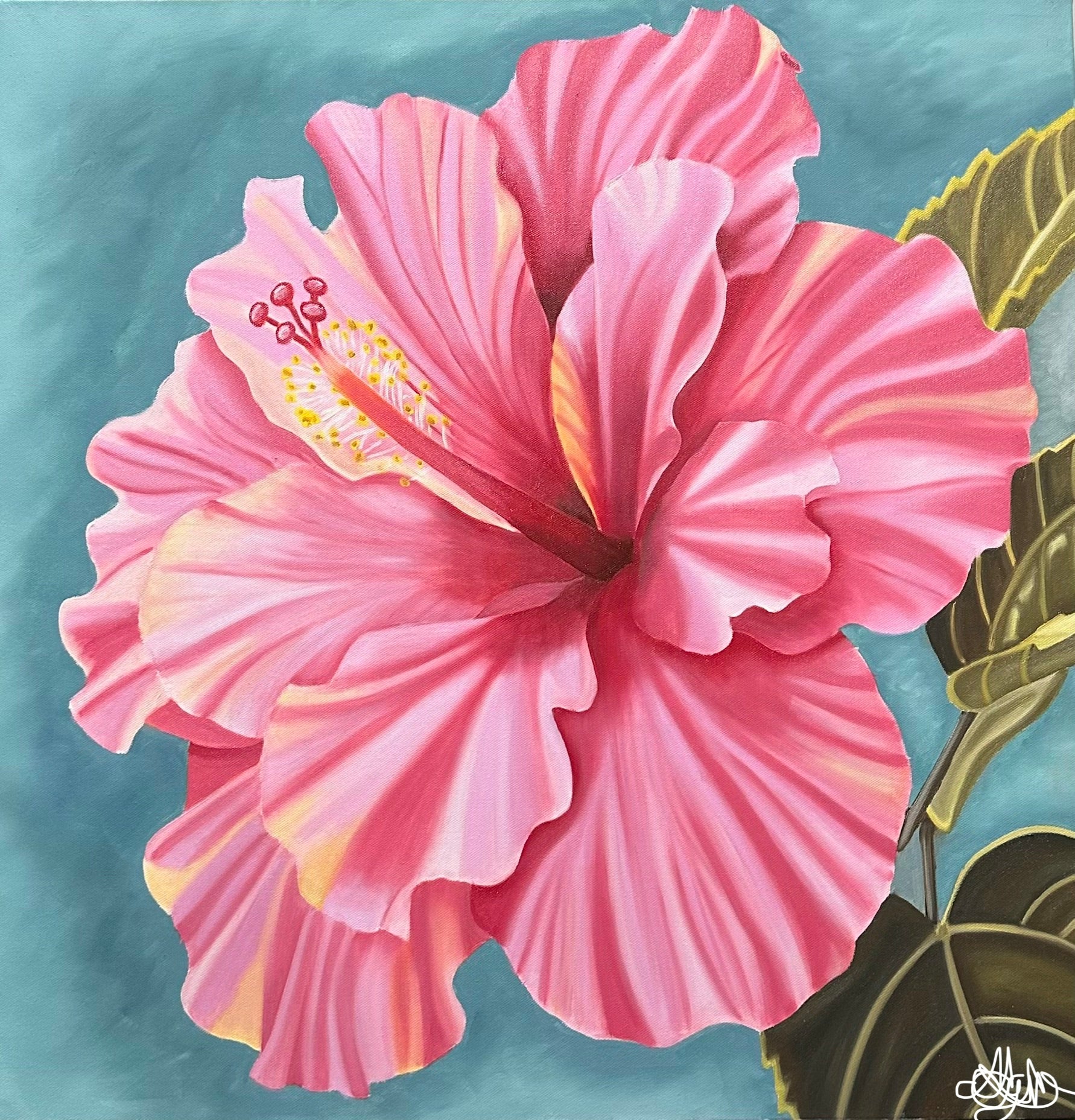 Original Oil Painting - Hand Painted - Hibiscus