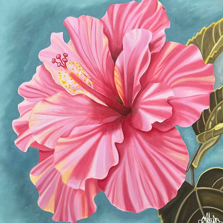 Original Oil Painting - Hand Painted - Hibiscus