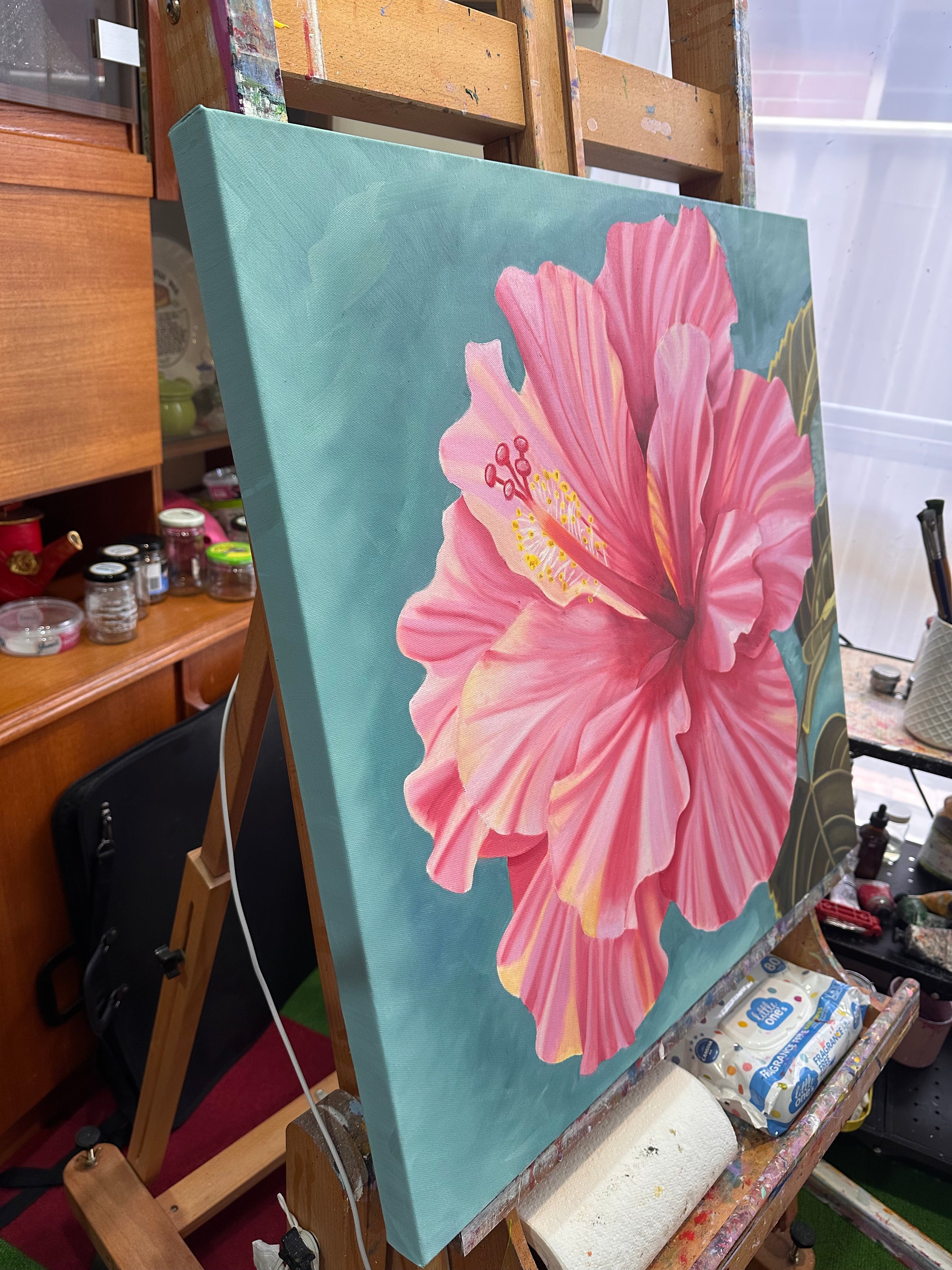 Original Oil Painting - Hand Painted - Hibiscus