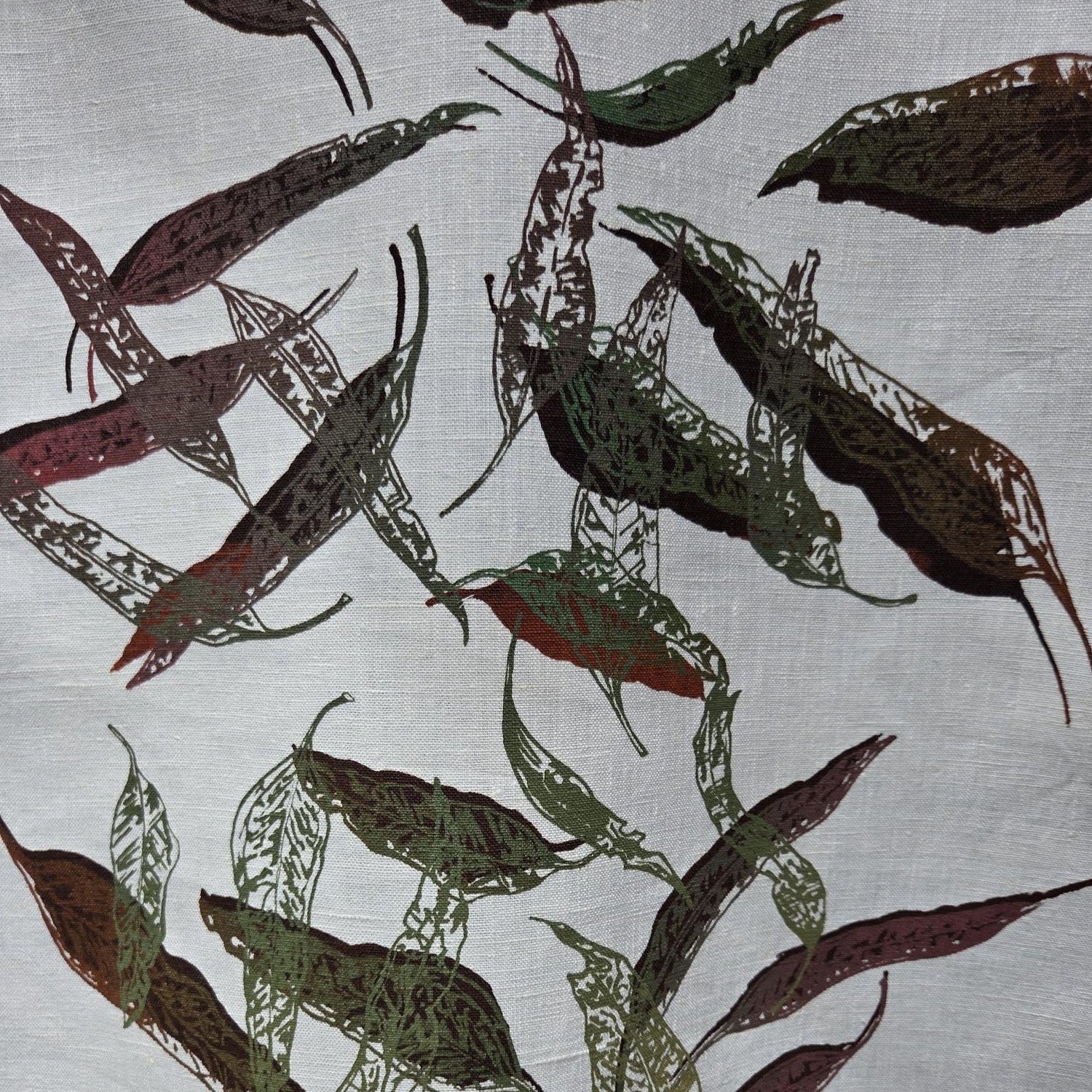 Hand screen printed Linen Tea Towels-Fallen Leaves