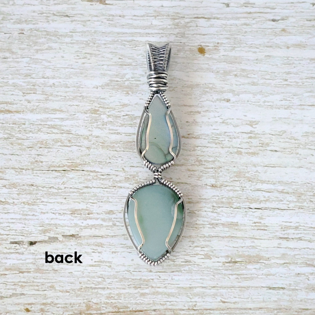 Sterling Silver Labradorite and Mtorolite Pendant ~ Calming Talisman of Awareness