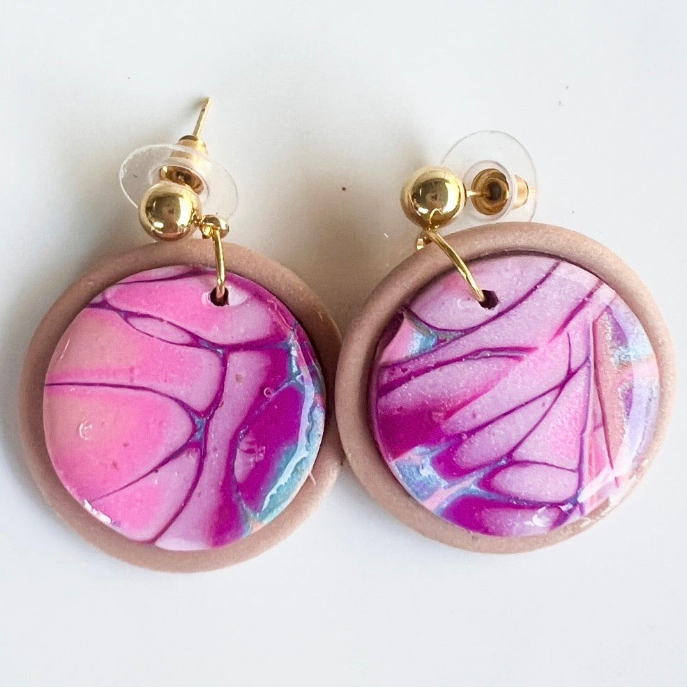 Earrings ~ Mokume Gane ~ handcrafted ~ one-off ~polymer Clay