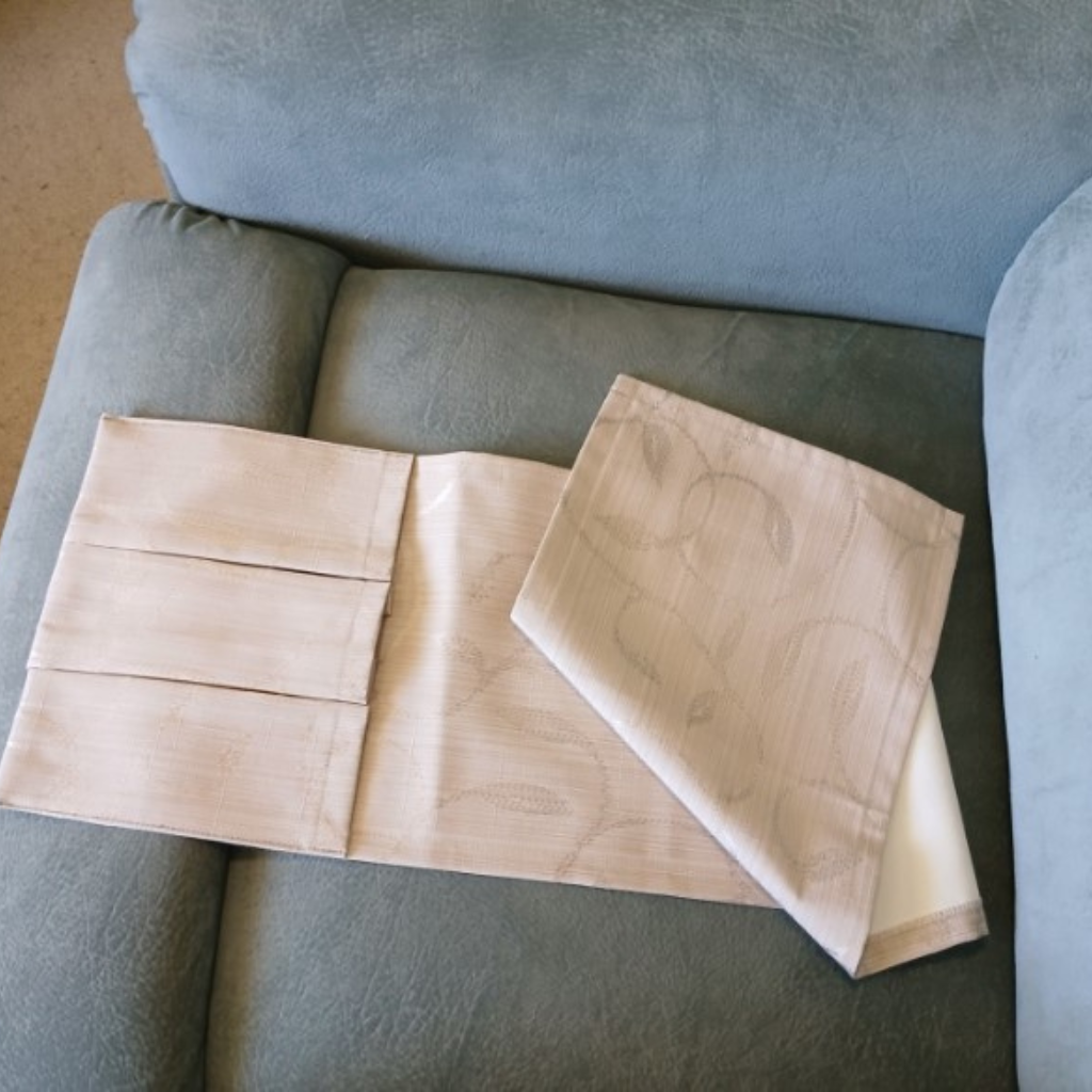 Fabric Remote Control Holder -Cream 3 pockets