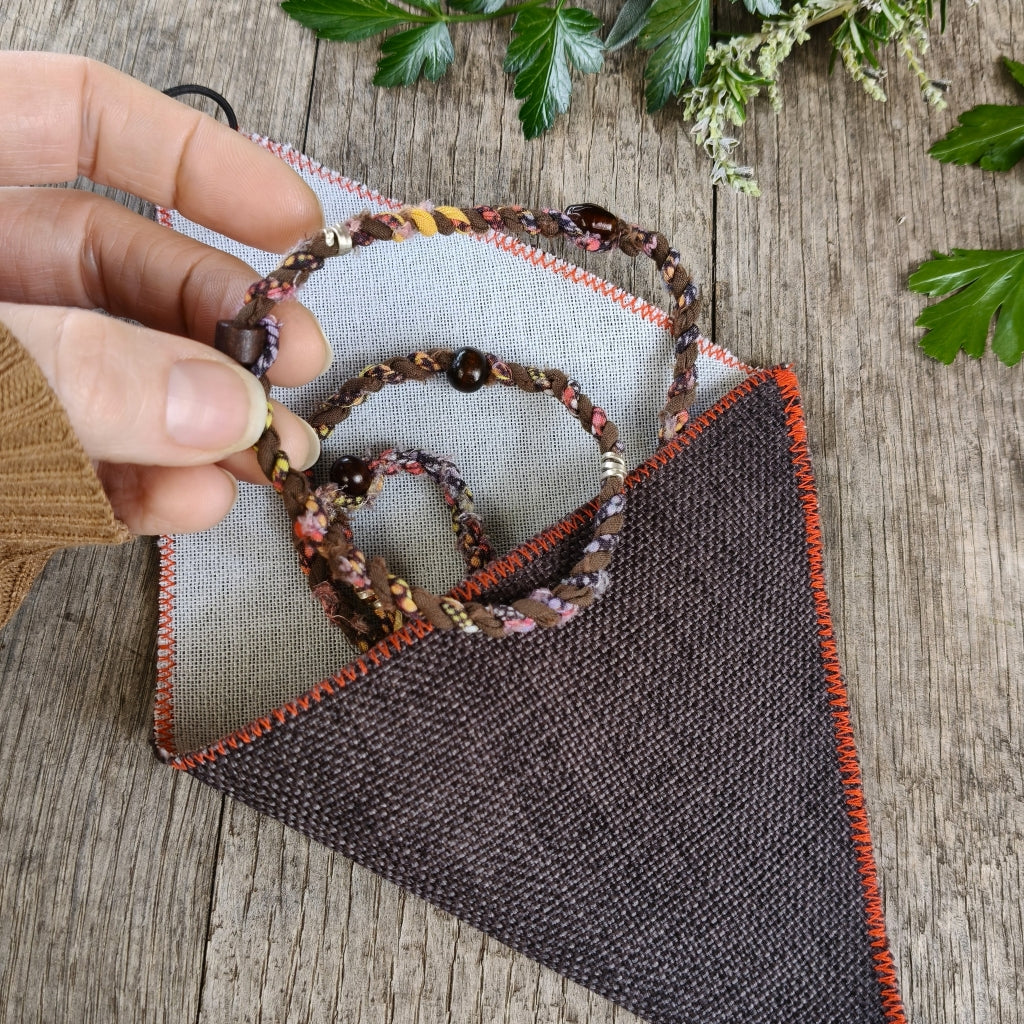 Boho Cordage Necklace with pouch - Upcycled - Men / Unisex