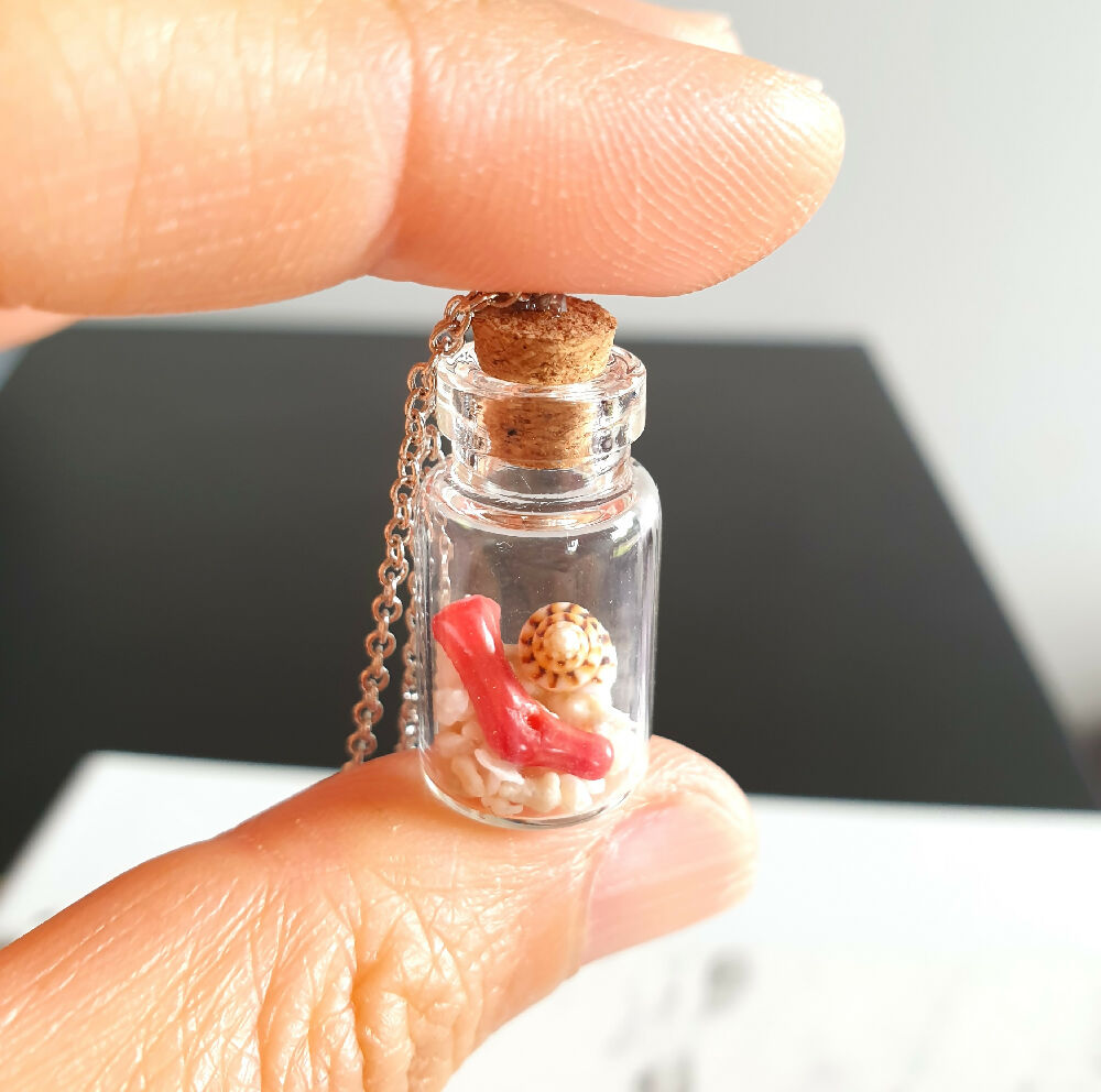 Coral + Shell beach bottle pendant copy 2