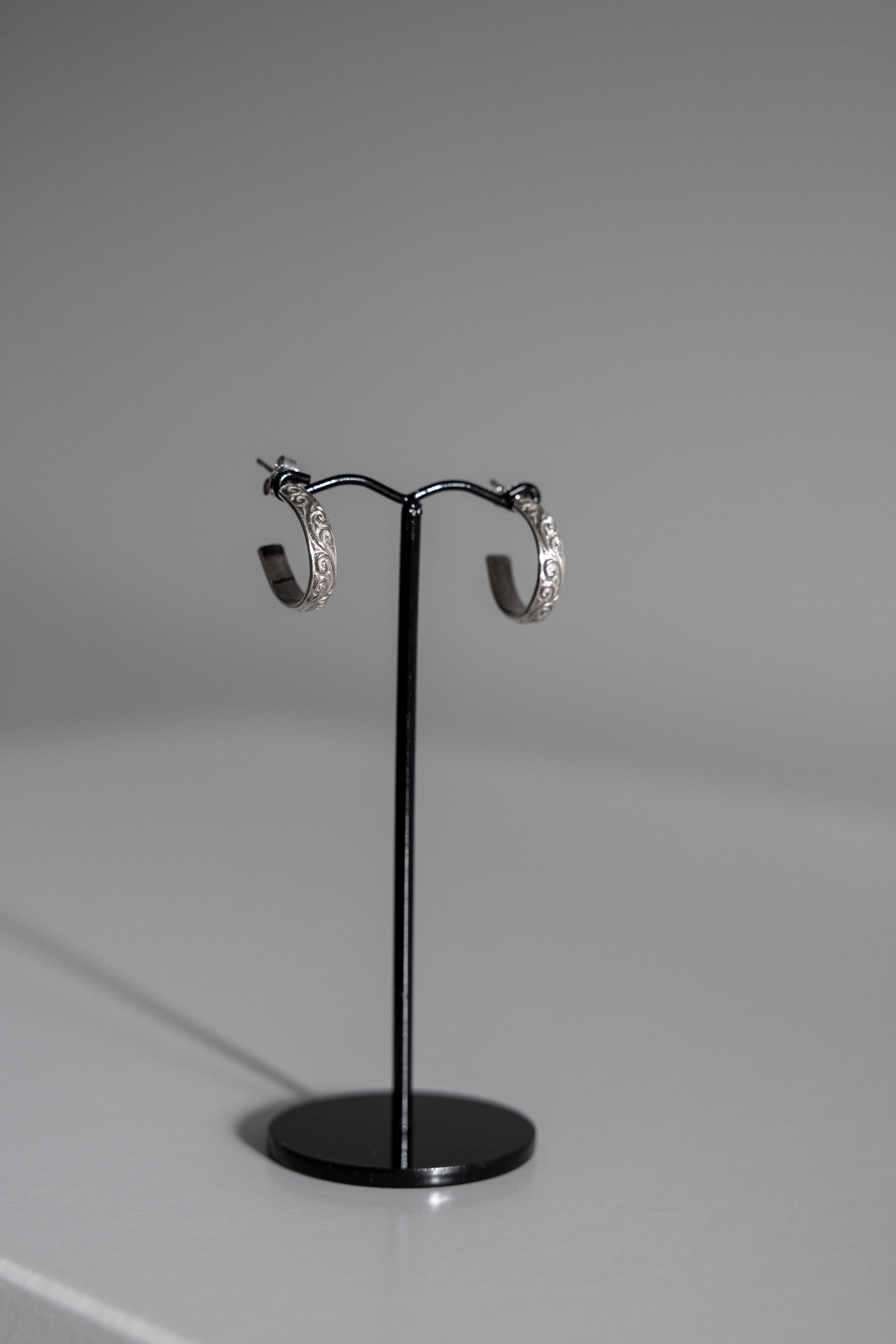Sterling Silver Embossed Hoop Earrings