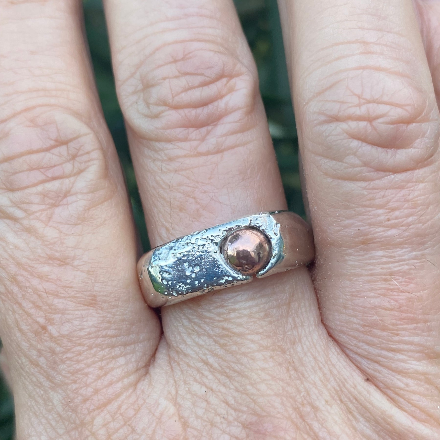 Copper Rockpool Signet Ring – Size S1/2Sterling Silver and Copper