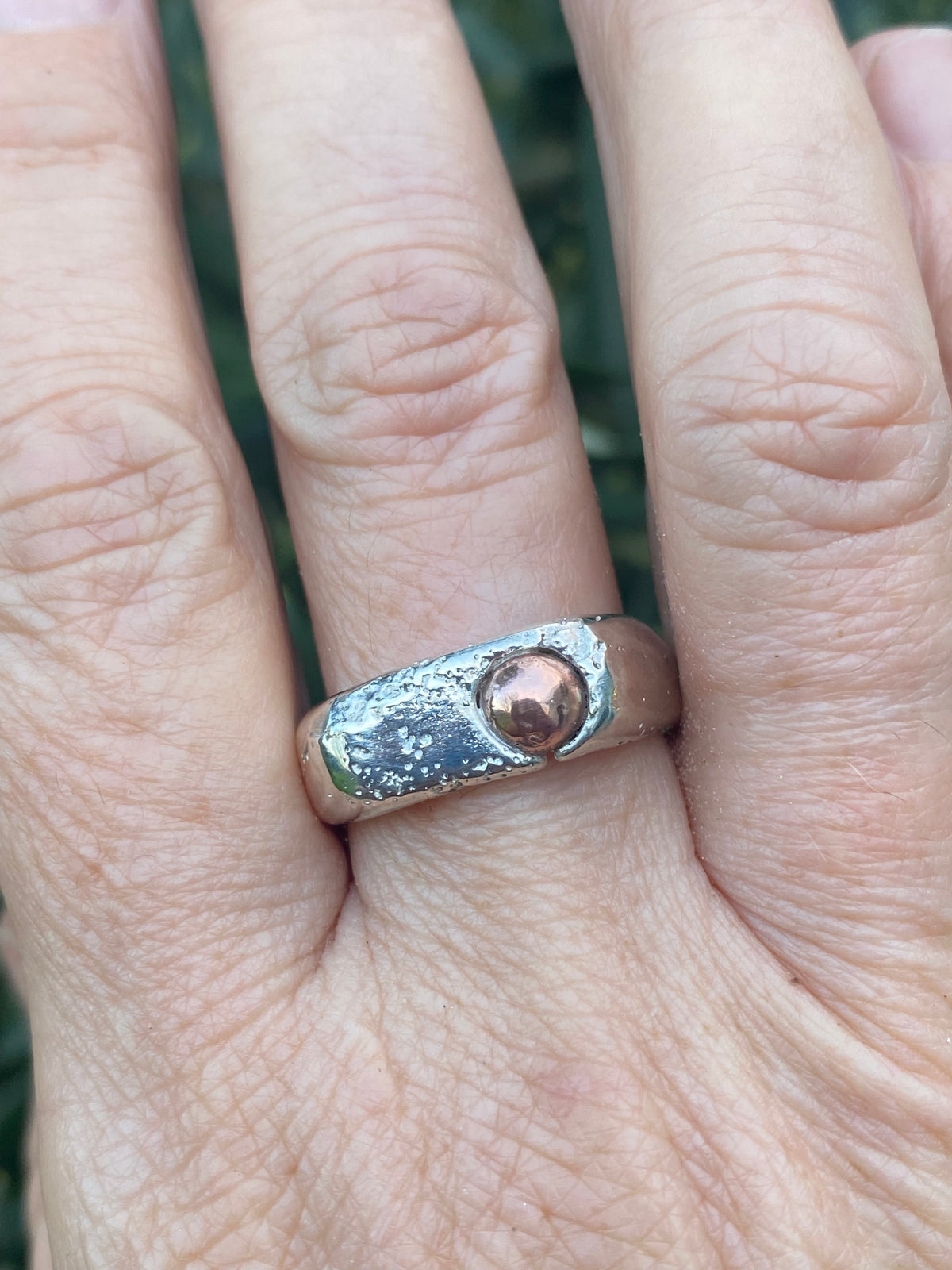 Copper Rockpool Signet Ring – Size S1/2Sterling Silver and Copper