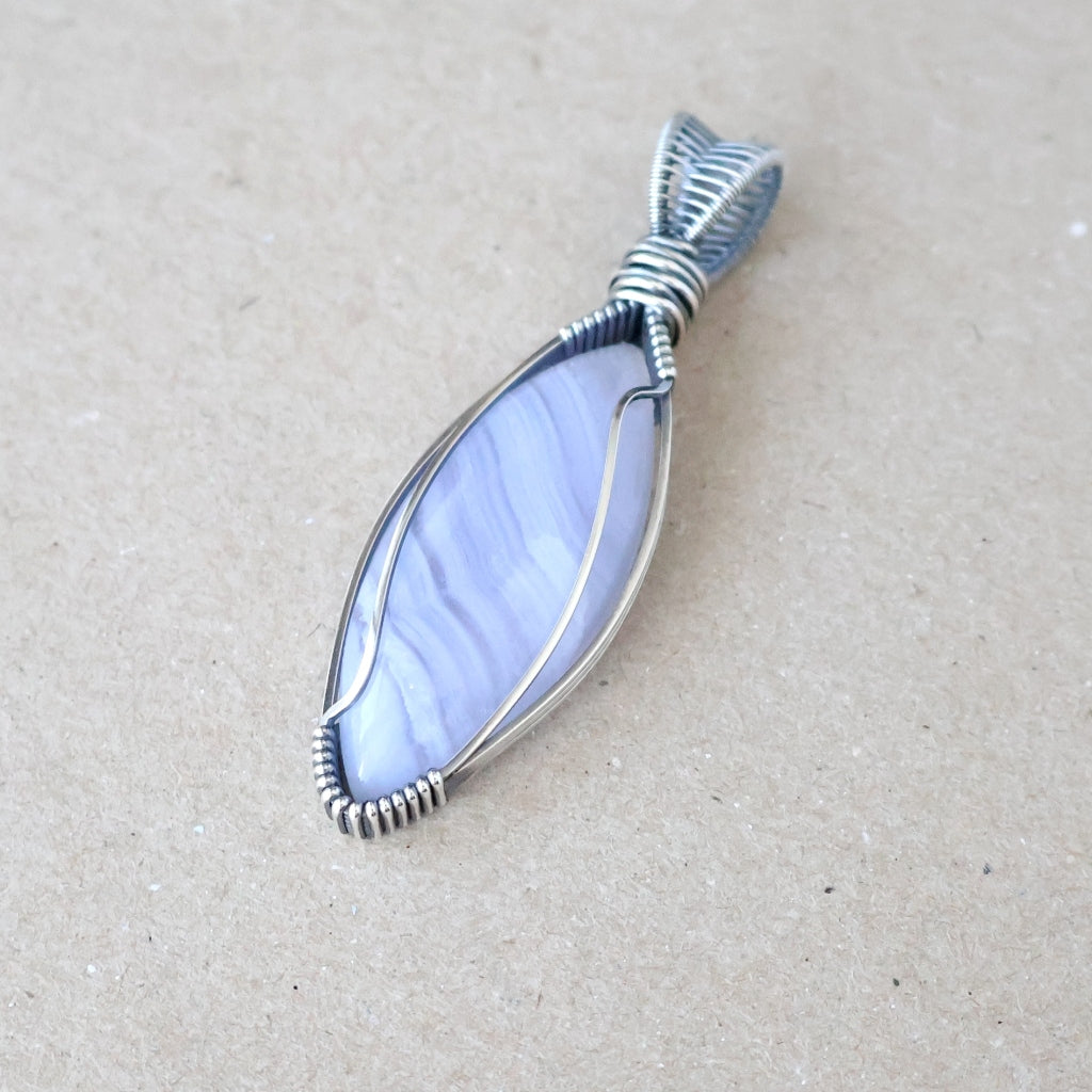 Handcrafted Blue Lace Agate Pendant - Talisman of Clear Communication