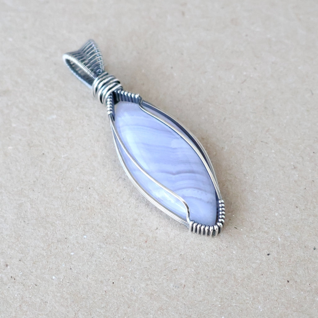 Handcrafted Blue Lace Agate Pendant - Talisman of Clear Communication