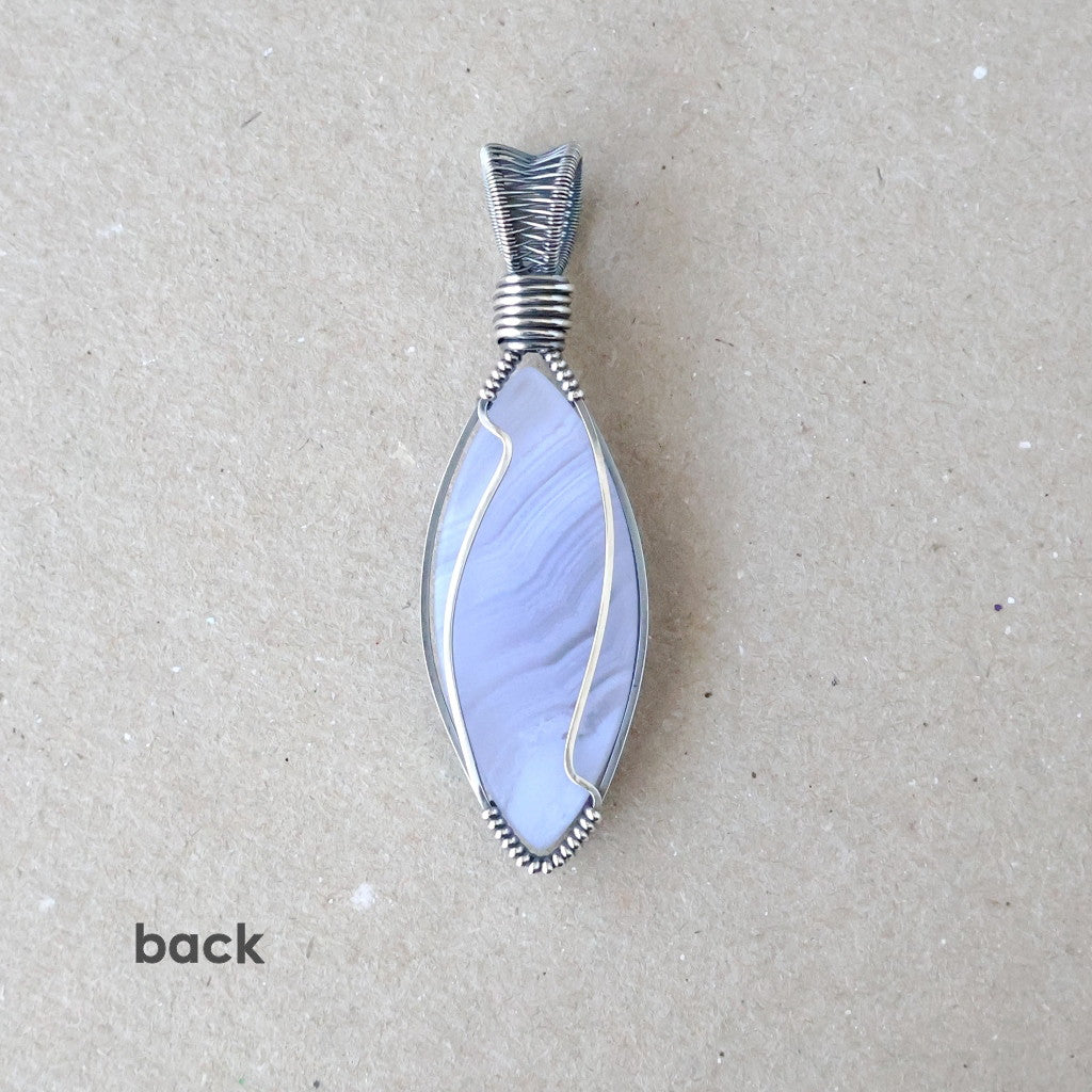 Handcrafted Blue Lace Agate Pendant - Talisman of Clear Communication