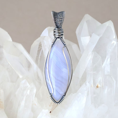 Handcrafted Blue Lace Agate Pendant - Talisman of Clear Communication