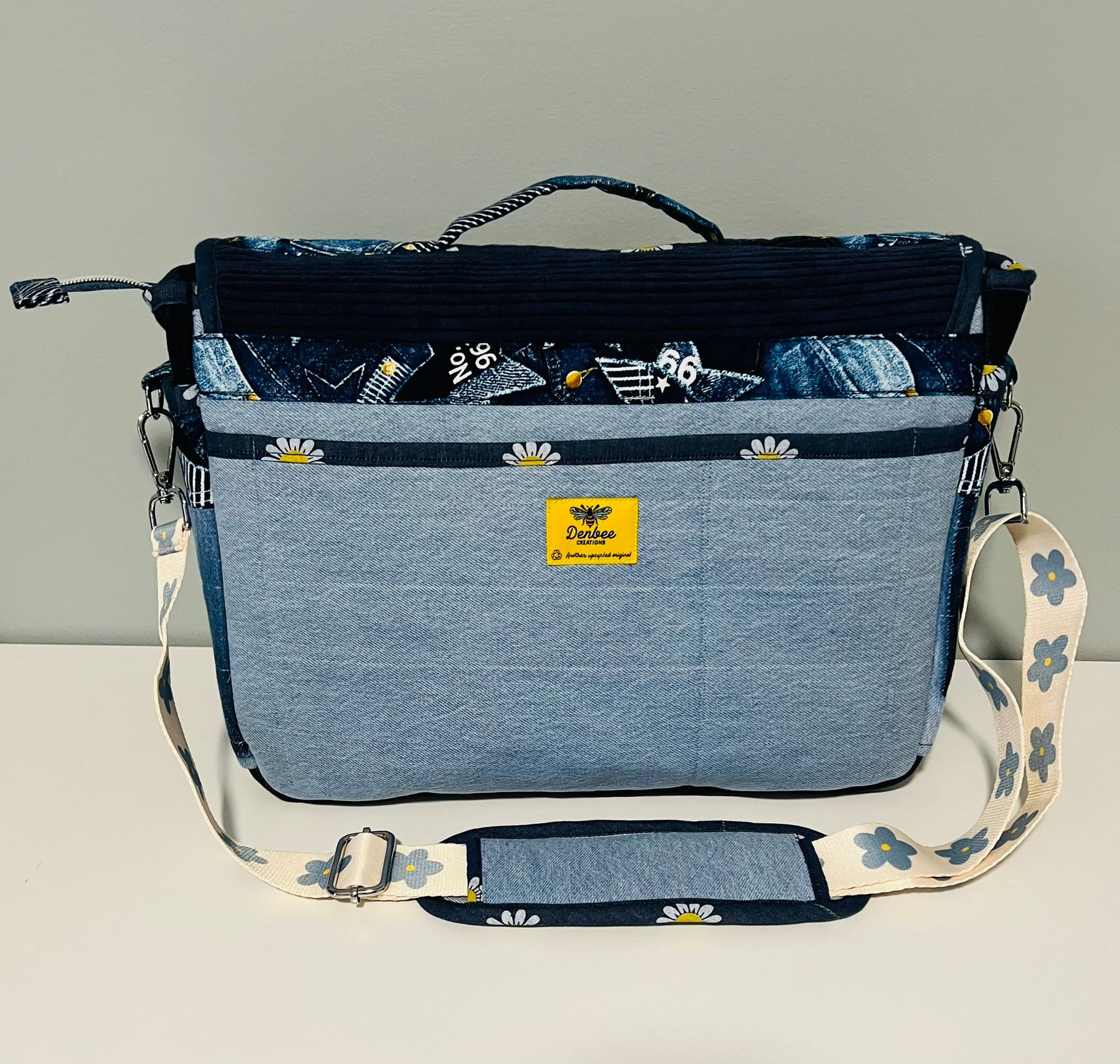 Upcycled Denim Messenger/Computer Bag