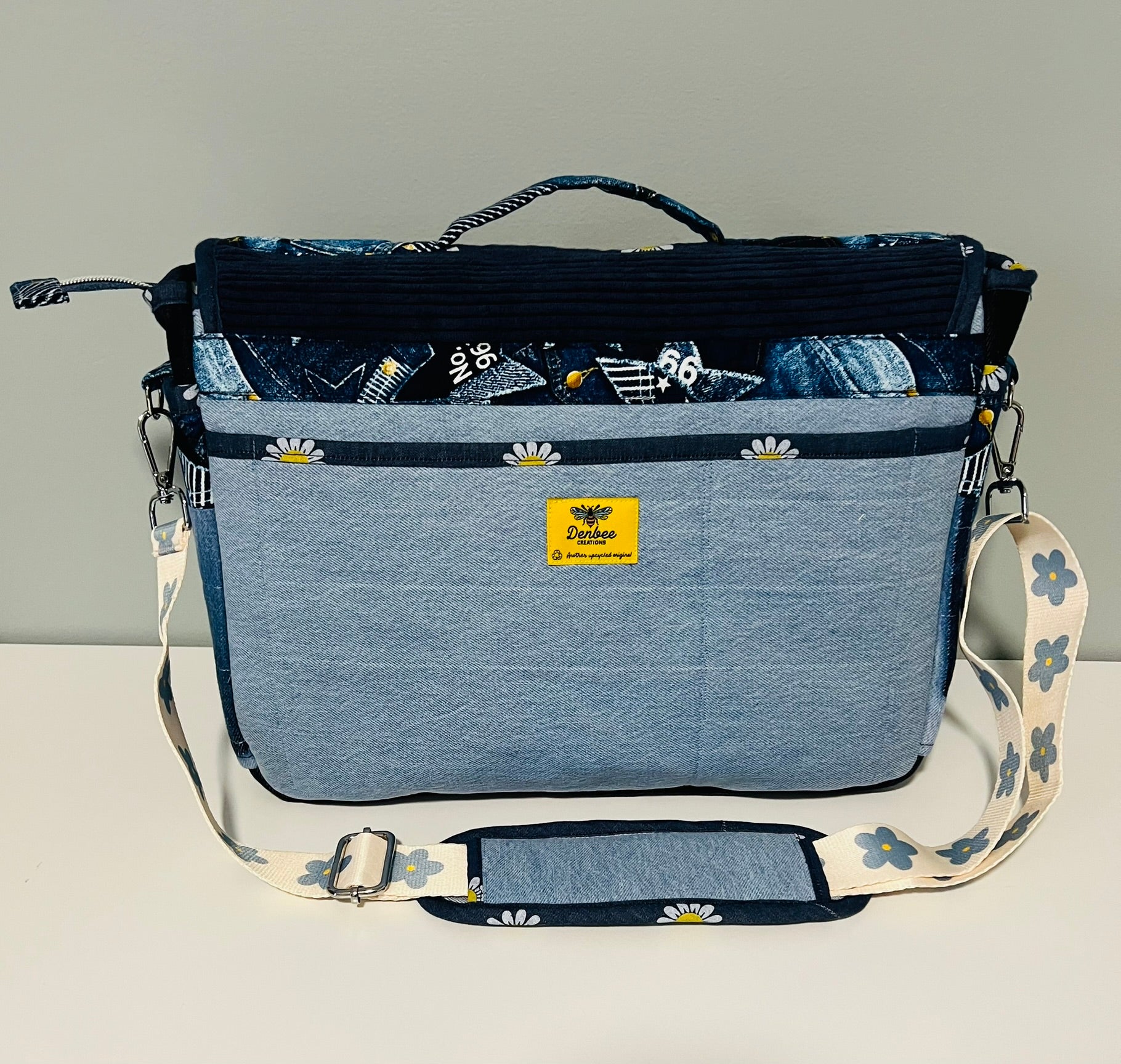 Upcycled Denim Messenger/Computer Bag