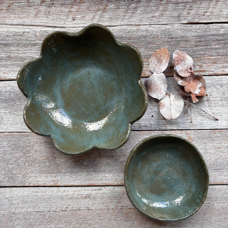Teal Rustic Ceramic Bowls | Set of 2 | SPRING SALE BUNDLE |