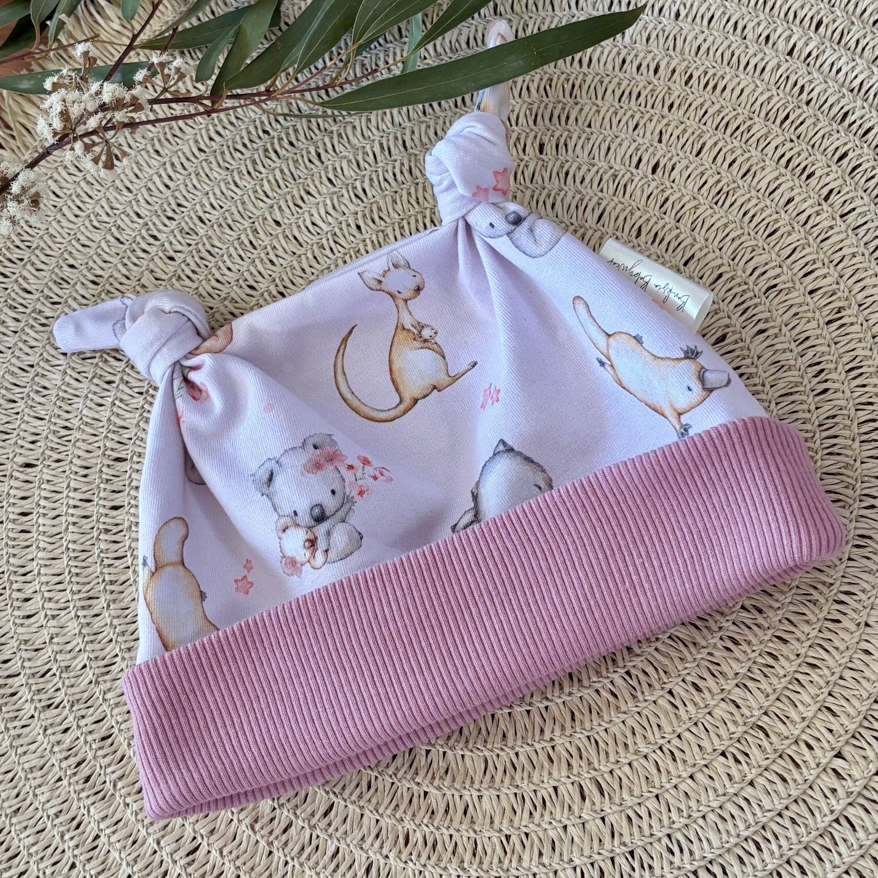 Baby Pants and Hat Set | Pink Koala Platypus | Size Newborn to 1 | Made to Order