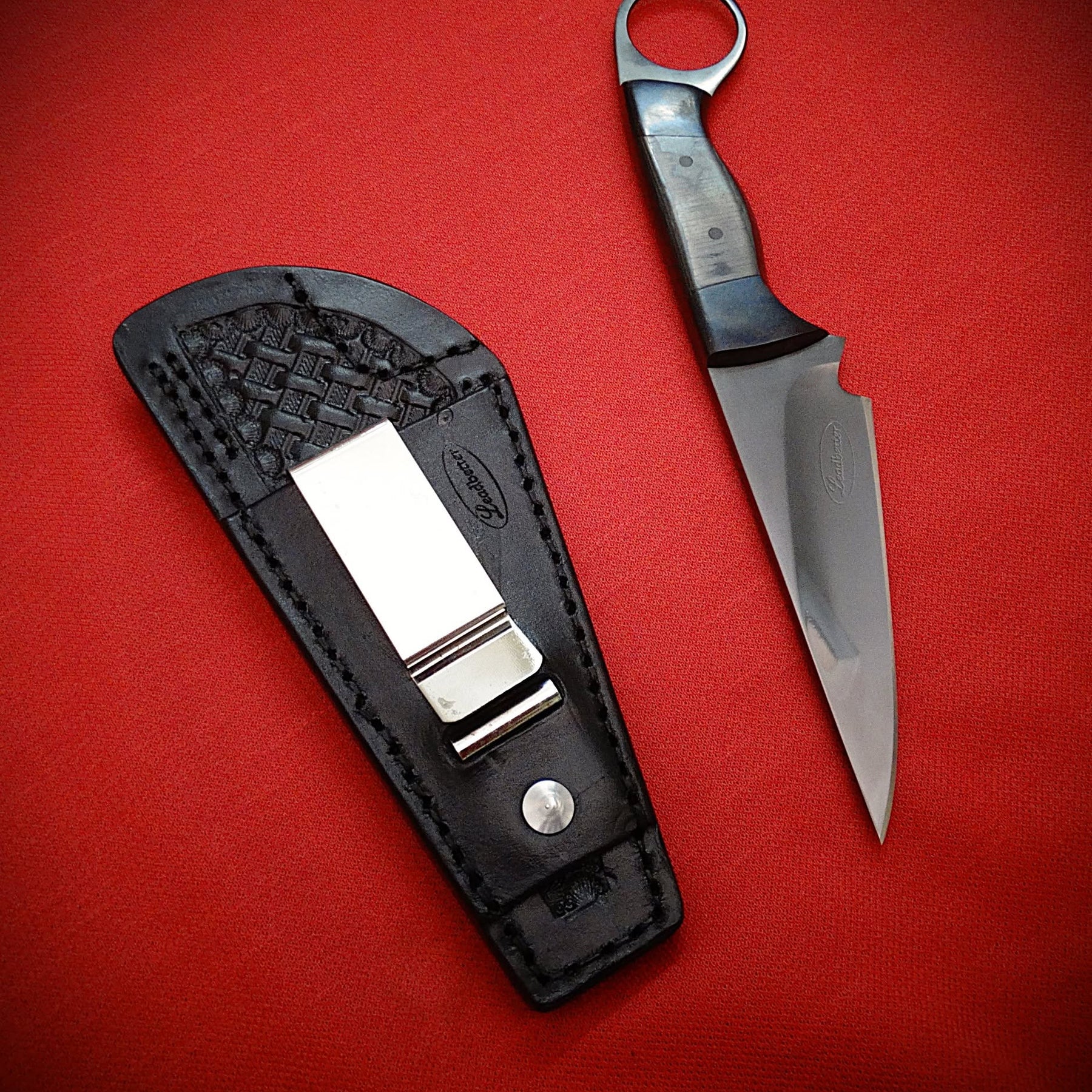 Carbon fibre art knife leather sheath