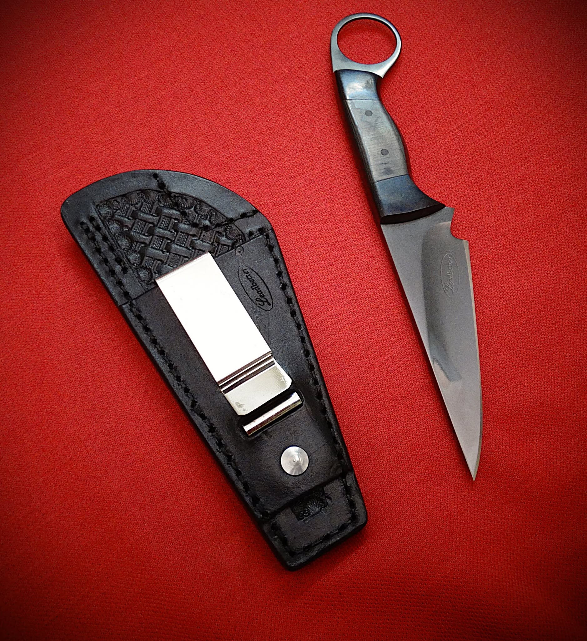 Carbon fibre art knife leather sheath