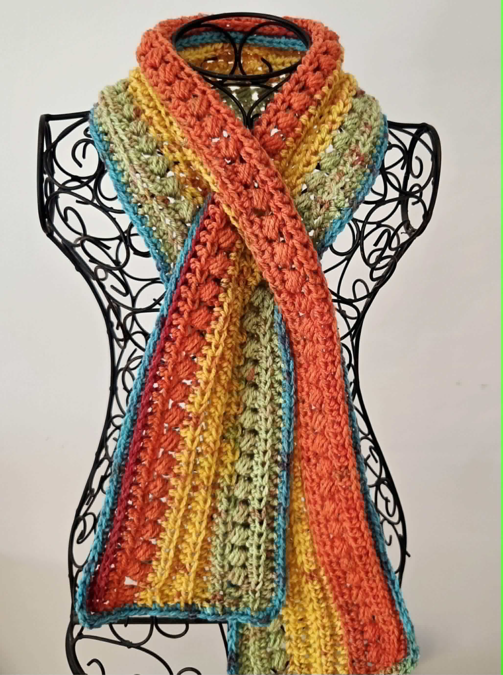 Crochet Keyhole Scarf | Handmade Ladies Neckwarmer | Adult | Rainbow