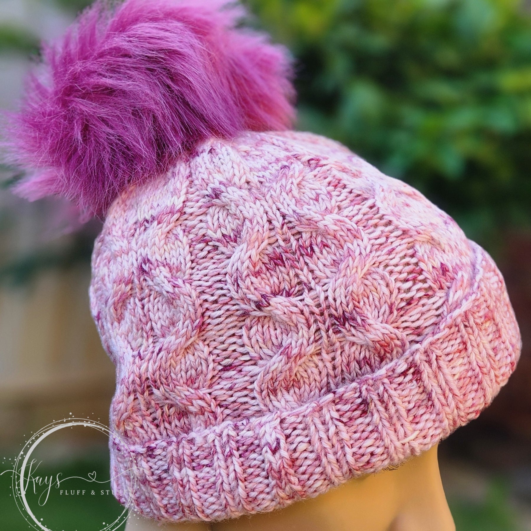Hand-dyed Cabled Knit Slouchy Beanie