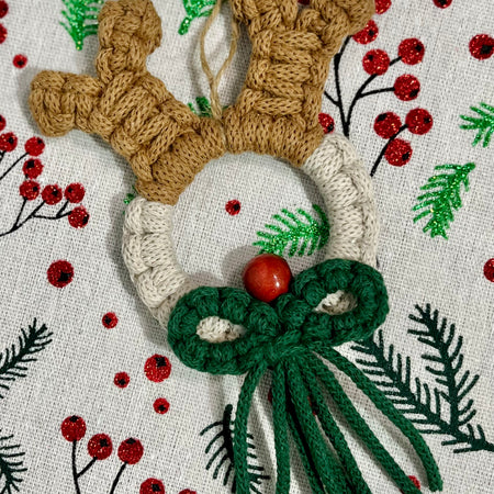Macrame Christmas Decoration Ornament - Reindeer