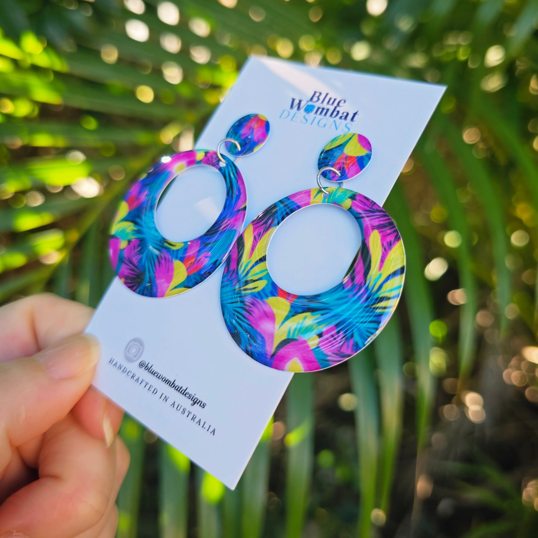 Round Hoop Yupo Paper Resin Dangle Earrings