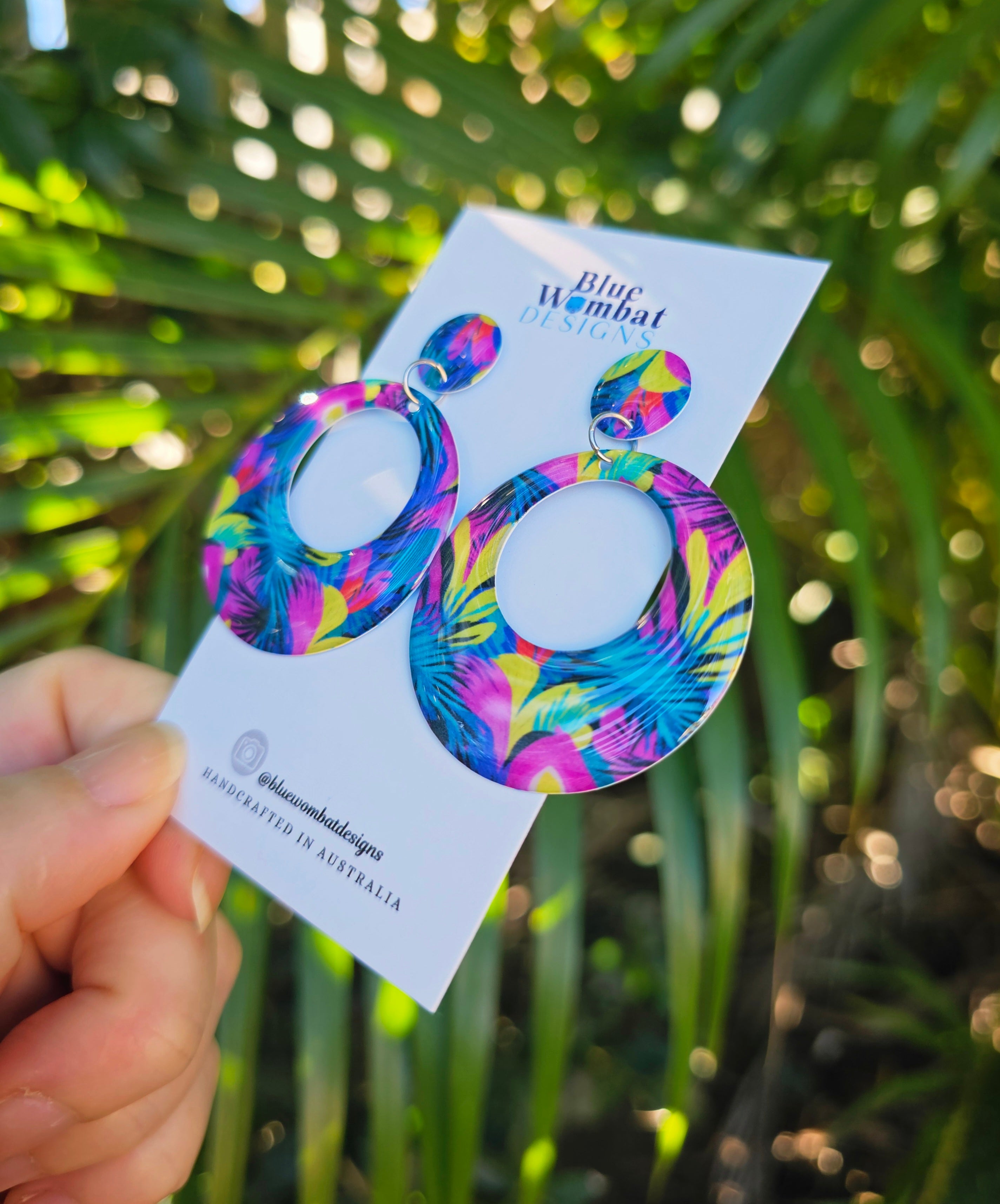 Round Hoop Yupo Paper Resin Dangle Earrings