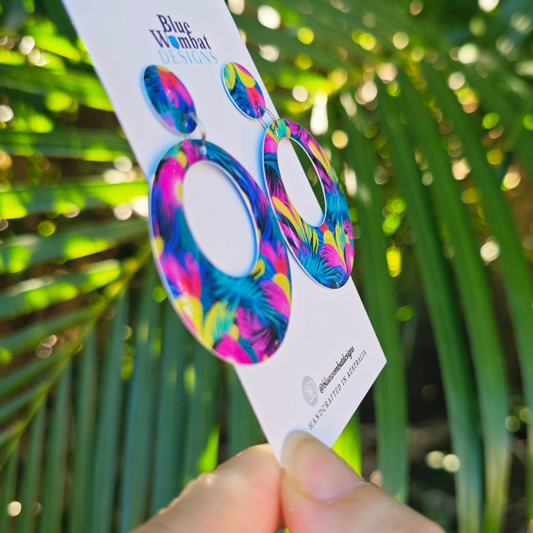 Round Hoop Yupo Paper Resin Dangle Earrings