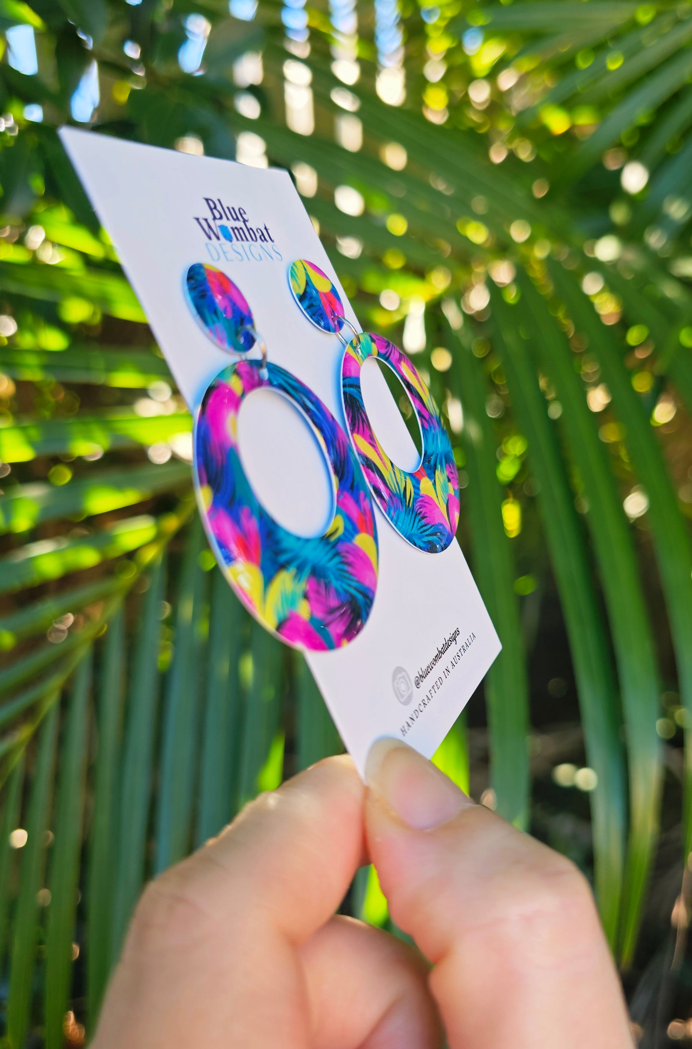 Round Hoop Yupo Paper Resin Dangle Earrings