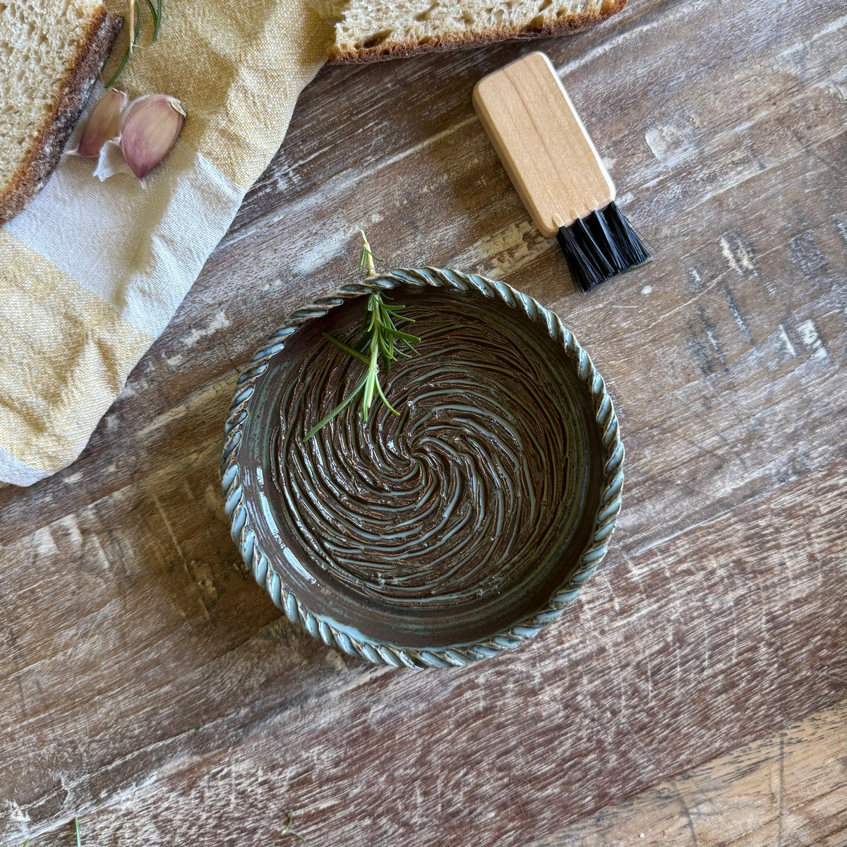 The Gathering Dish | Handmade Ceramic Garlic Grater, Herb & Dipping Dish