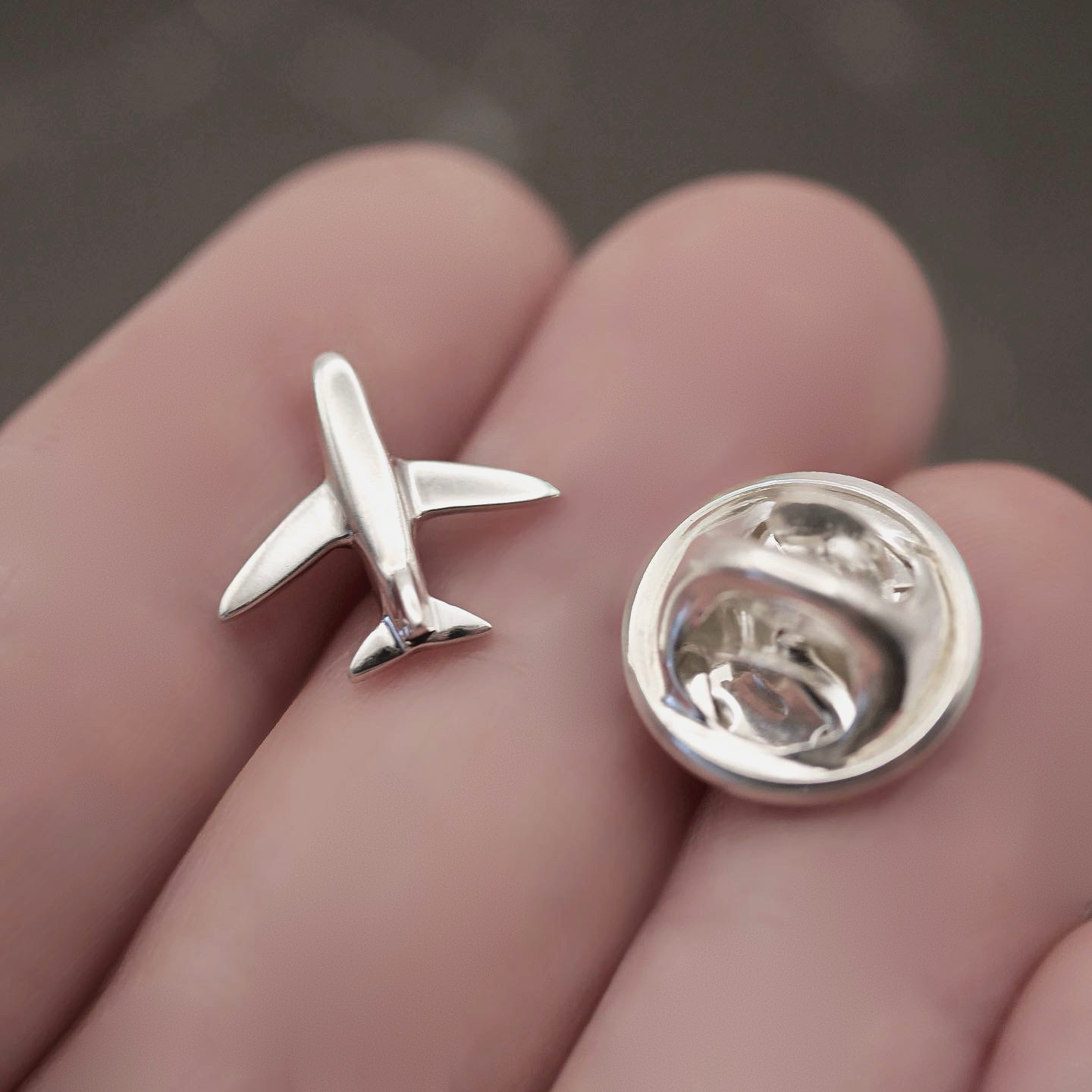 Aeroplane Pin - Handmade Sterling Silver Lapel Pin - Brooch
