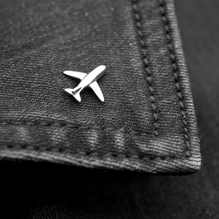 Aeroplane Pin - Handmade Sterling Silver Lapel Pin - Brooch