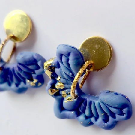Blue & Violet Butterfly Wing Polymer Clay Earrings