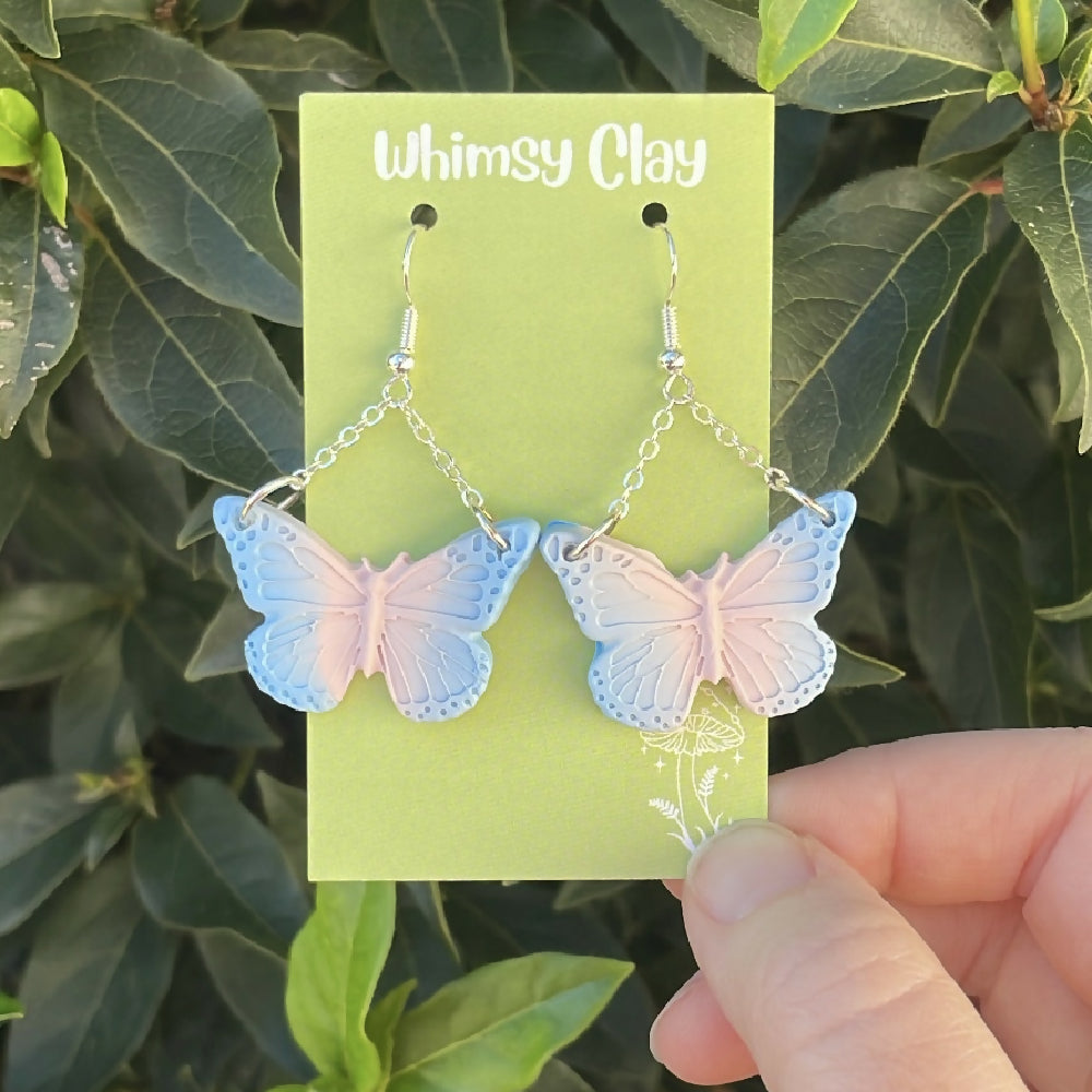 Blue/Pink Butterfly Earrings
