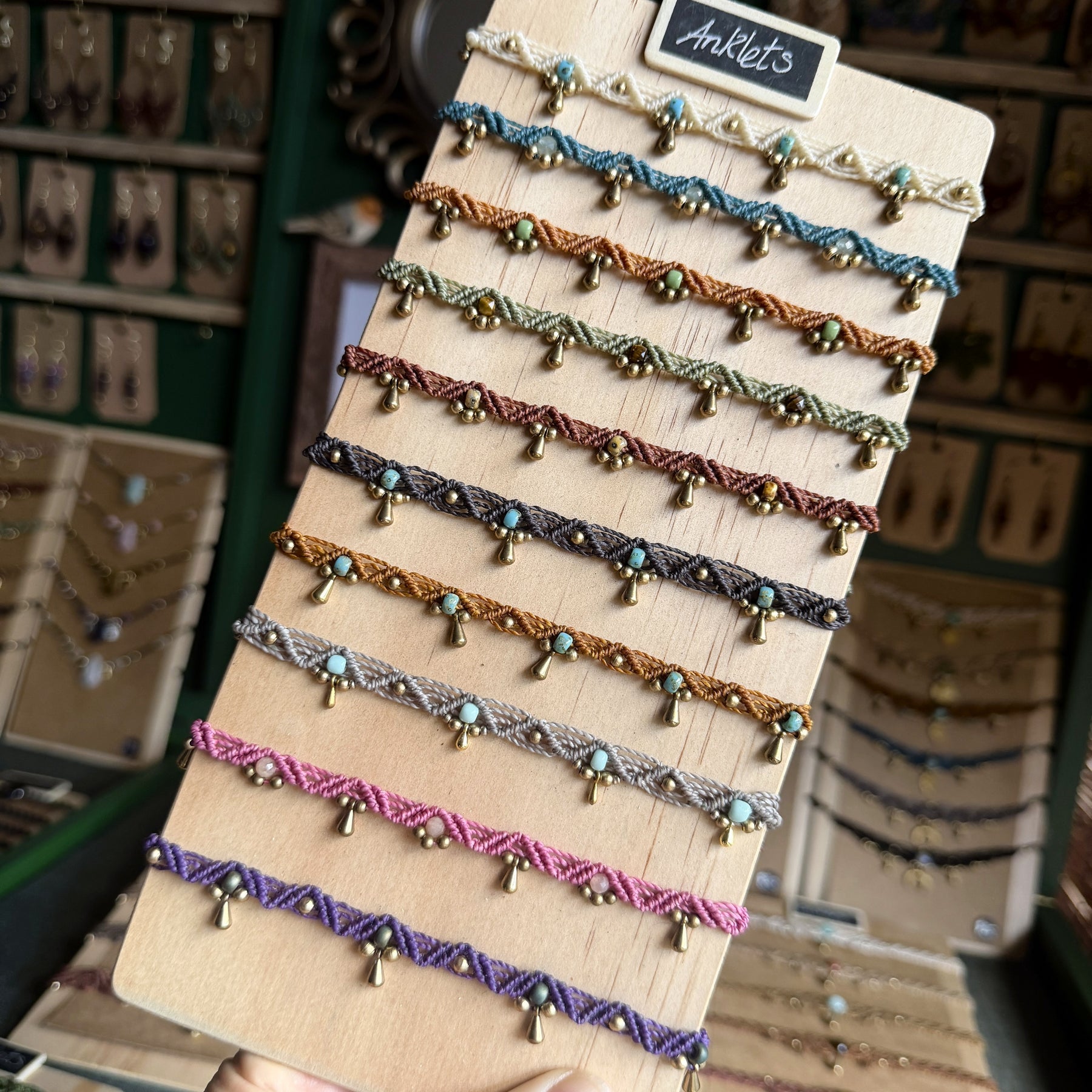 Micro Macrame Boho Zigzag Anklet