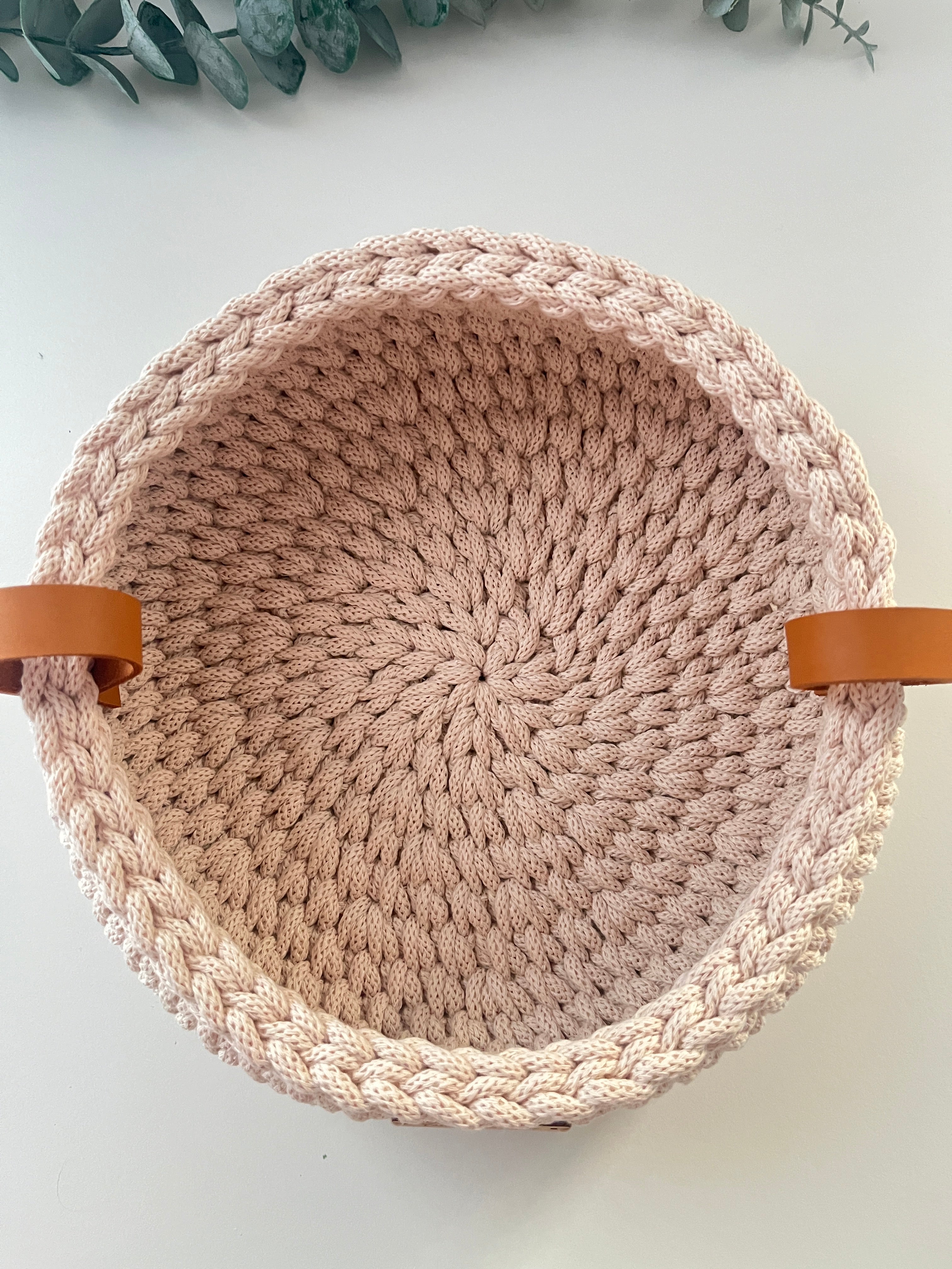 Crochet basket with handles - colour Nude