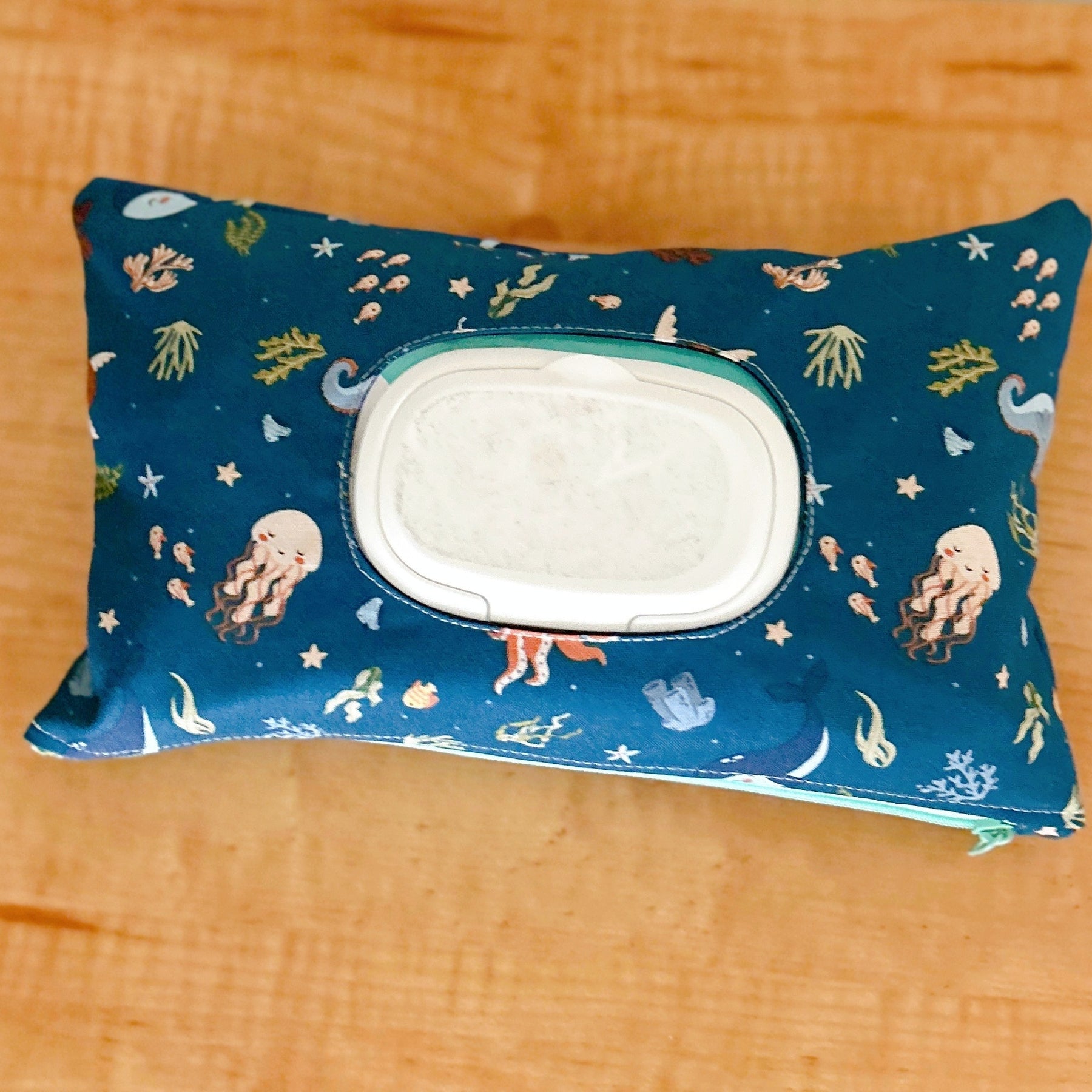 Ocean Print Nappy Wipe Pouch – Handmade Baby Essential