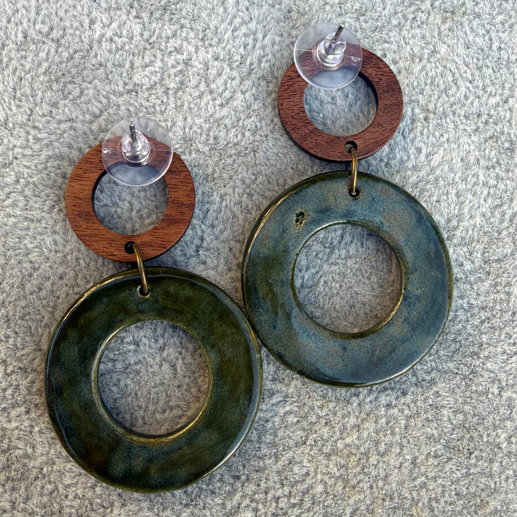 Earrings Ceramic Circle Stripe Dangles