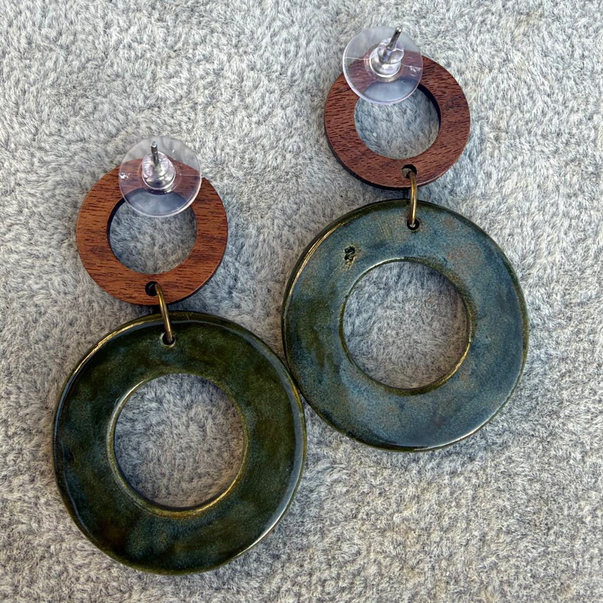 Earrings Ceramic Circle Stripe Dangles