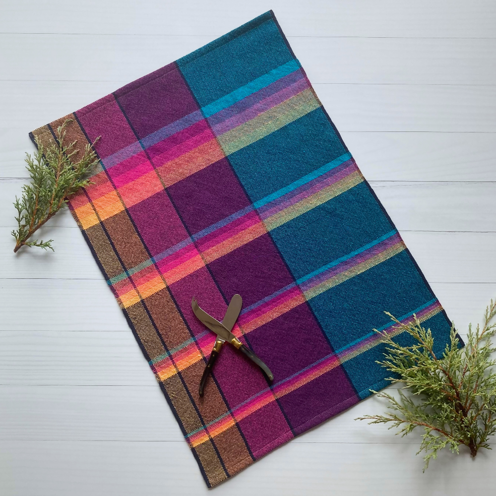 Rainbow-navy-stripe-whole-tea-towel-handwoven-entangled-happiness-handwovens